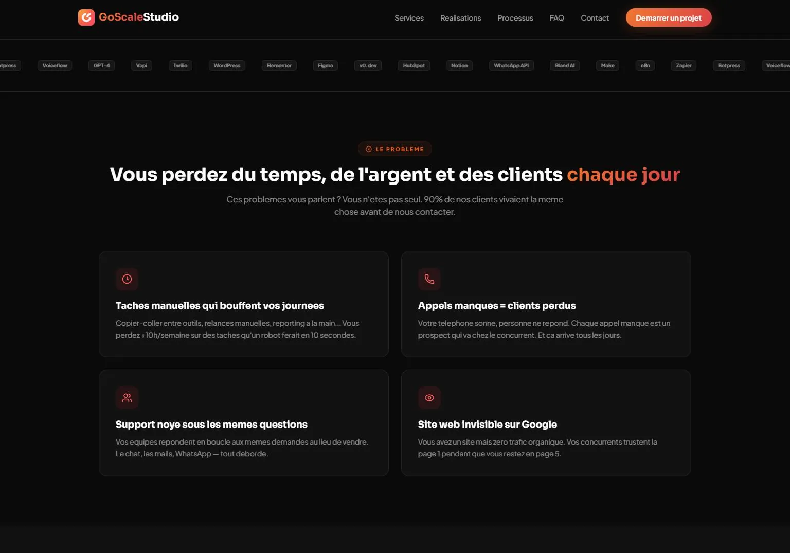 Aperçu 1 — GoScale Studio — l'automatisation et l'IA au service de la croissance des entreprises francophones