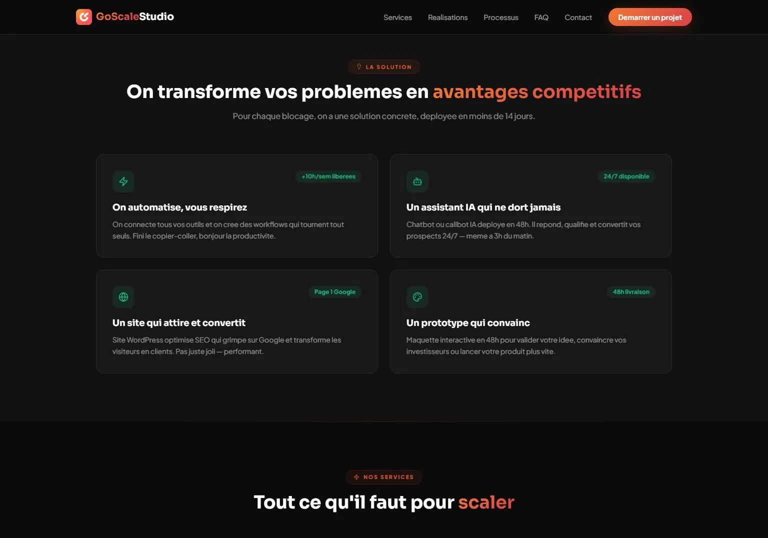 Aperçu 2 — GoScale Studio — l'automatisation et l'IA au service de la croissance des entreprises francophones