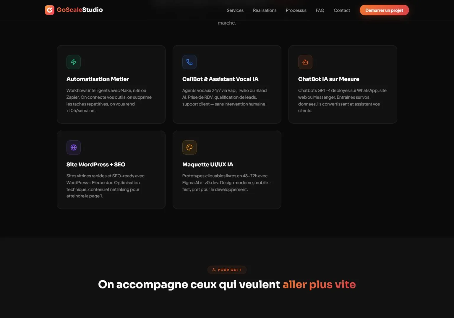 Aperçu 3 — GoScale Studio — l'automatisation et l'IA au service de la croissance des entreprises francophones