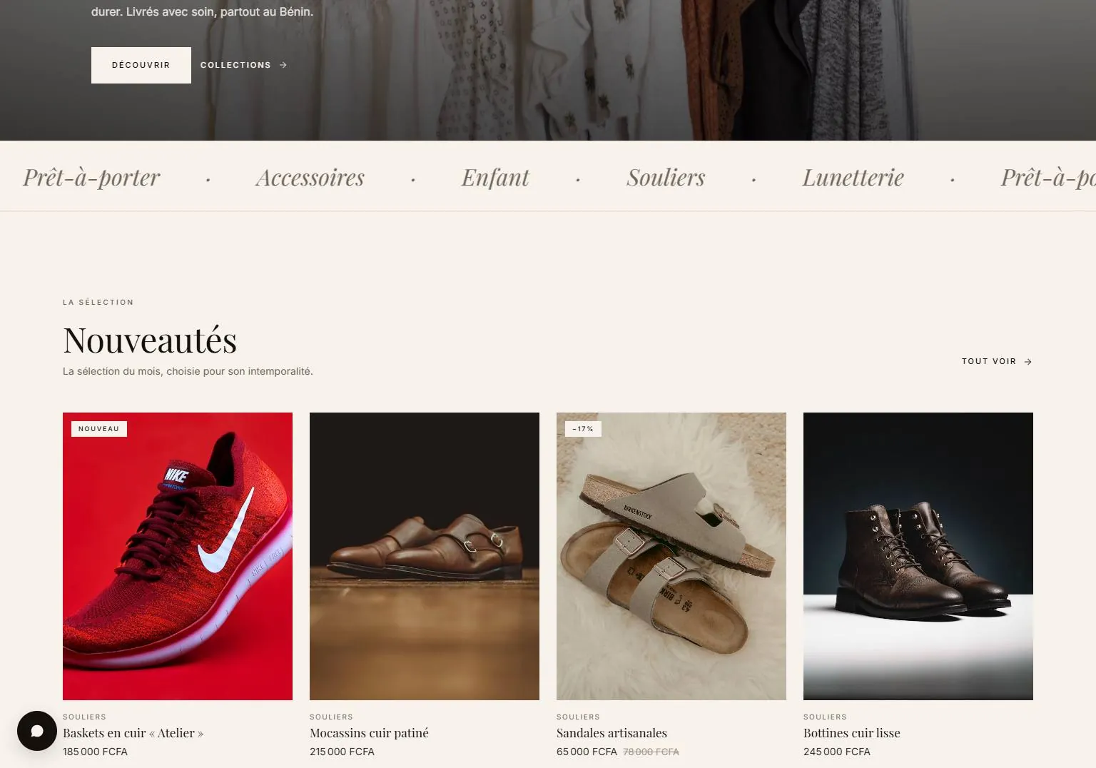 Aperçu 1 — Pirabel One — La boutique en ligne d'une maison de mode béninoise