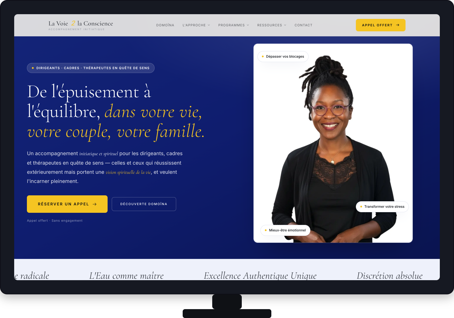 La Voie 2 la Conscience — une présence en ligne à la hauteur d'un accompagnement d'exception