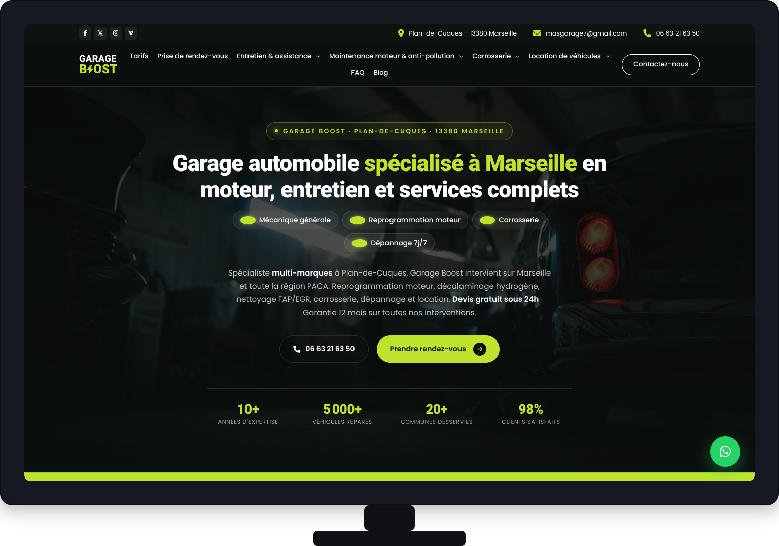 Garage Boost — de la vitrine SEO à l'application de gestion tout-en-un pour garages
