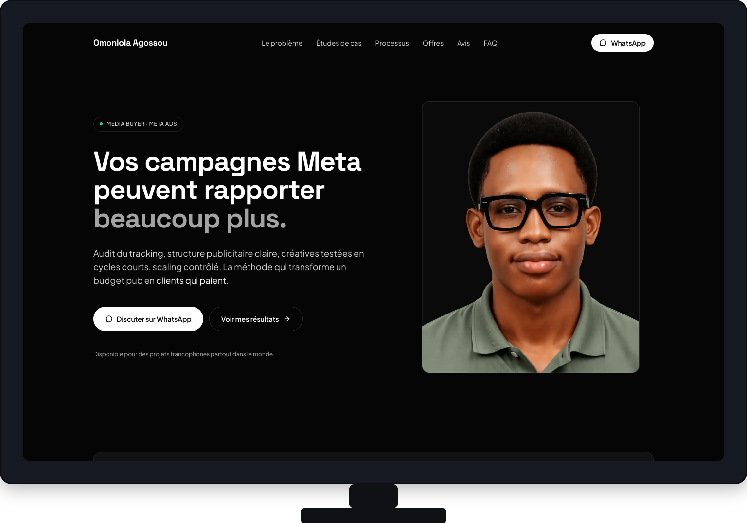 Omonlola Agossou — Site vitrine de marque personnelle